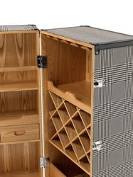 Casa Padrino Luxury Bar Cabinet in Vintage Suitcase Design Black / White - 88 x 88 x H. 122 cm - Art Deco Barock Trunk Cabinet