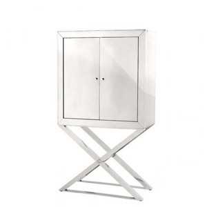Casa Padrino Luxury Designer Bar Cabinet in Polished Stainless Steel and Mirror Glass - 83 x 38 x H. 151 cm Casa Padrino Luxury Designer Bar Cabinet in Polished Stainless Steel and Mirror Glass - 83 x 38 x H. 151 cm