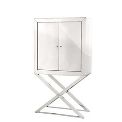 Casa Padrino Luxury Designer Bar Cabinet in Polished Stainless Steel and Mirror Glass - 83 x 38 x H. 151 cm