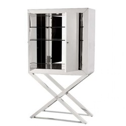 Casa Padrino Luxury Designer Bar Cabinet in Polished Stainless Steel and Mirror Glass - 83 x 38 x H. 151 cm