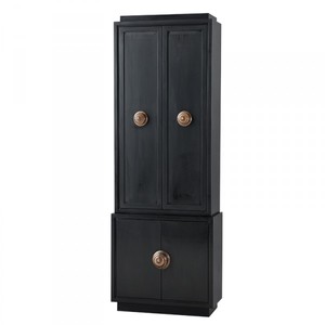 Casa Padrino Luxus Schrank im Barockstil - Massivholz Schwarz mit Messinggriffen - 85 x 38 x H. 240 cm Casa Padrino Luxus Schrank im Barockstil - Massivholz Schwarz mit Messinggriffen - 85 x 38 x H. 240 cm