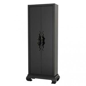 Casa Padrino Luxus Schrank Schwarz aus Massivholz mit Bronze Schlangen Griffen - 95 x 47 x H. 224 cm Casa Padrino Luxus Schrank Schwarz aus Massivholz mit Bronze Schlangen Griffen - 95 x 47 x H. 224 cm