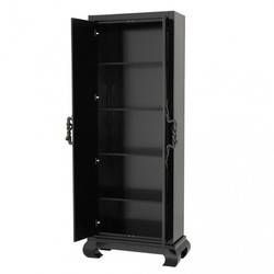 Casa Padrino Luxury Cabinet Black Solid Wood with Bronze Snake Handles - 95 x 47 x H. 224 cm