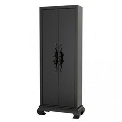 Casa Padrino Luxury Cabinet Black Solid Wood with Bronze Snake Handles - 95 x 47 x H. 224 cm