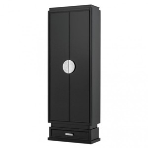 Casa Padrino Luxus Schrank Schwarz aus Massivholz mit Nickel Griffen - 85 x 38 x H. 230 cm Casa Padrino Luxus Schrank Schwarz aus Massivholz mit Nickel Griffen - 85 x 38 x H. 230 cm