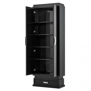 Casa Padrino Luxus Schrank Schwarz aus Massivholz mit Nickel Griffen - 85 x 38 x H. 230 cm
