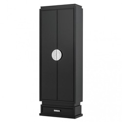 Casa Padrino Armadio di Lusso Nero in Legno Massello con Maniglie in Nichel - 85 x 38 x H. 230 cm Casa Padrino Armadio di Lusso Nero in Legno Massello con Maniglie in Nichel - 85 x 38 x H. 230 cm