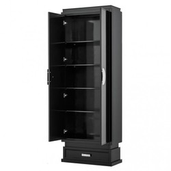 Casa Padrino Armadio di Lusso Nero in Legno Massello con Maniglie in Nichel - 85 x 38 x H. 230 cm Casa Padrino Armadio di Lusso Nero in Legno Massello con Maniglie in Nichel - 85 x 38 x H. 230 cm