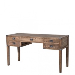 Casa Padrino Scrivania Segretario in legno massello stile antico rovere e metallo 143,5 x 55 x H. 78 cm Casa Padrino Scrivania Segretario in legno massello stile antico rovere e metallo 143,5 x 55 x H. 78 cm
