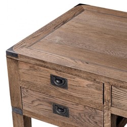 Casa Padrino Scrivania Segretario in legno massello stile antico rovere e metallo 143,5 x 55 x H. 78 cm Casa Padrino Scrivania Segretario in legno massello stile antico rovere e metallo 143,5 x 55 x H. 78 cm