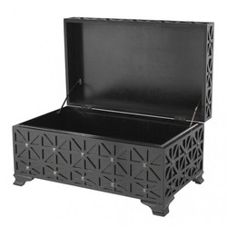 Casa Padrino Luxury Chest Cabinet Black with Brass Nails - Art Deco Baroque Art Nouveau Trunk Cabinet - 80.5 x 49 x H. 43 cm Casa Padrino Luxury Chest Cabinet Black with Brass Nails - Art Deco Baroque Art Nouveau Trunk Cabinet - 80.5 x 49 x H. 43 cm