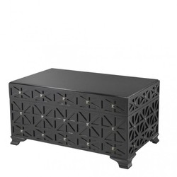 Casa Padrino Luxury Chest Cabinet Black with Brass Nails - Art Deco Baroque Art Nouveau Trunk Cabinet - 80.5 x 49 x H. 43 cm Casa Padrino Luxury Chest Cabinet Black with Brass Nails - Art Deco Baroque Art Nouveau Trunk Cabinet - 80.5 x 49 x H. 43 cm