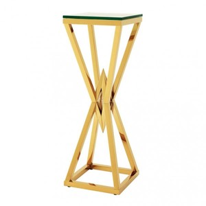 Casa Padrino Luxus Beistelltisch Säule aus Edelstahl in Gold Finish 35 x 35 x H 101 cm Casa Padrino Luxus Beistelltisch Säule aus Edelstahl in Gold Finish 35 x 35 x H 101 cm