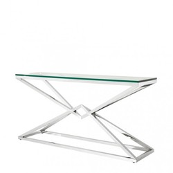 Casa Padrino Luxus Konsole Edelstahl Nickel Finish 150 x 40 x H 74 cm - Konsolen Tisch Möbel