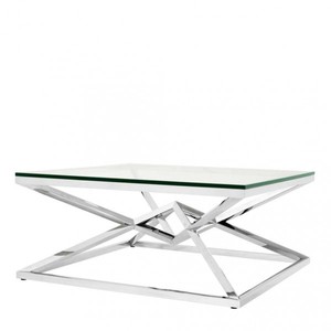 Casa Padrino Luxury Coffee Table Stainless Steel Nickel Finish 100 x 100 x H. 45 cm - Modern Living Room Table Casa Padrino Luxury Coffee Table Stainless Steel Nickel Finish 100 x 100 x H. 45 cm - Modern Living Room Table