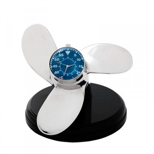 Casa Padrino Designer Luxury Table Clock Marine Propeller Style, Silver and Black, 18 x 21 x H 19 cm Casa Padrino Designer Luxury Table Clock Marine Propeller Style, Silver and Black, 18 x 21 x H 19 cm