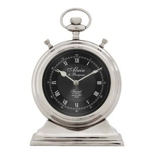 Casa Padrino Designer Luxury Vintage Table Clock Main De Brignac - Silver, Black - 20 x 6 x H. 29 cm Casa Padrino Designer Luxury Vintage Table Clock Main De Brignac - Silver, Black - 20 x 6 x H. 29 cm