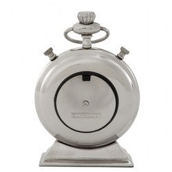 Casa Padrino Designer Luxury Vintage Table Clock Main De Brignac - Silver, Black - 20 x 6 x H. 29 cm