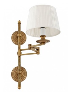 Casa Padrino Lampada da Parete di Lusso in Ottone con Braccio Orientabile - 21,5 x 37-50 x 51 cm