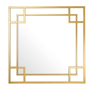 Casa Padrino Specchio da Parete di Lusso Design Oro 90 x H 90 cm - Specchio Elegante in Acciaio Inox