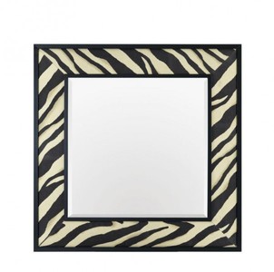 Casa Padrino Specchio da Parete Designer di Lusso 100 x H 100 cm - Specchio Quadrato Bianco e Nero