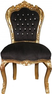 Casa Padrino Barocco Cena Chair nero / oro con strass Bling Bling - stile antico Mobili - Limited Edition