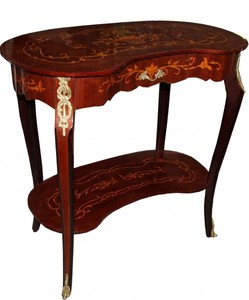 Casa Padrino Consola Barroca con Cajones Marrón con Intarsias - Forma de Riñón - 81 x 45 x 80 cm - Mesa de Teléfono Estilo Antiguo Casa Padrino Consola Barroca con Cajones Marrón con Intarsias - Forma de Riñón - 81 x 45 x 80 cm - Mesa de Teléfono Estilo Antiguo
