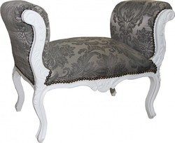 Casa Padrino tabouret baroque Tabouret gris Motif / Blanc - Banc Casa Padrino tabouret baroque Tabouret gris Motif / Blanc - Banc