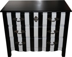 Casa Padrino Baroque Chest of Drawers in Antique Style - Black / White Striped, 94 x 52 x 76 cm