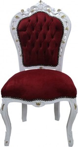 Casa Padrino Barocco Cena Chair Bordeaux / Bianco / Oro - Mobili antichi - Limited Edition