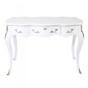 Casa Padrino Baroque Desk Secretary / Console in White and Silver - 120 x 60 x H. 80 cm - Luxury Furniture Casa Padrino Baroque Desk Secretary / Console in White and Silver - 120 x 60 x H. 80 cm - Luxury Furniture
