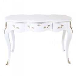Casa Padrino Bureau Baroque Secrétaire / Console en Blanc et Argent - 120 x 60 x H. 80 cm - Meubles de Luxe