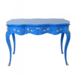 Casa Padrino Barock Schreibtisch Sekretär Konsole in Blau 120 x 60 x H80 cm - Luxus Barock Möbel Casa Padrino Barock Schreibtisch Sekretär Konsole in Blau 120 x 60 x H80 cm - Luxus Barock Möbel