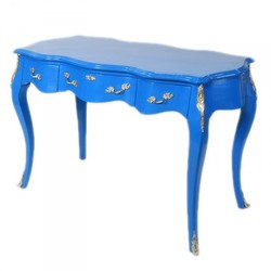 Casa Padrino Barock Schreibtisch Sekretär Konsole in Blau 120 x 60 x H80 cm - Luxus Barock Möbel Casa Padrino Barock Schreibtisch Sekretär Konsole in Blau 120 x 60 x H80 cm - Luxus Barock Möbel