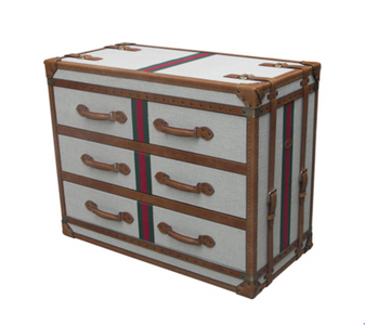 Casa Padrino Designer Trunk Luxury Quality made of Leather and Linen in Columbia Brown - 103 x 52 x H 79 cm