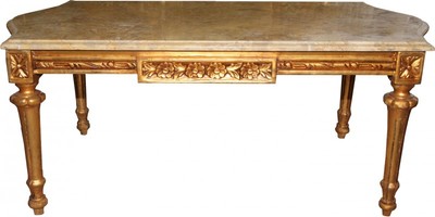 Casa Padrino Baroque Coffee Table Gold with Cream Marble Top 108 x 55 cm - Limited Edition Casa Padrino Baroque Coffee Table Gold with Cream Marble Top 108 x 55 cm - Limited Edition