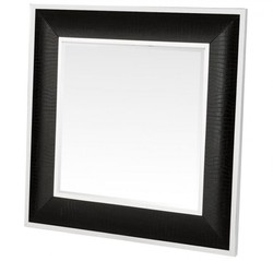 Casa Padrino Specchio da Parete di Lusso Design Alligatore Nero 100 x 100 cm - Specchio Quadrato con Struttura Effetto Alligatore