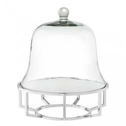 Casa Padrino Lujosa campana para tartas Art Déco de acero inoxidable niquelado con mármol blanco y tapa de cristal, 35 x H. 42 cm Casa Padrino Lujosa campana para tartas Art Déco de acero inoxidable niquelado con mármol blanco y tapa de cristal, 35 x H. 42 cm