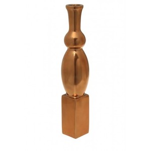 Casa Padrino Jarrón decorativo de diseño en oro rosa - Elegante objeto de metal - Altura 30 cm, Anchura 7 cm