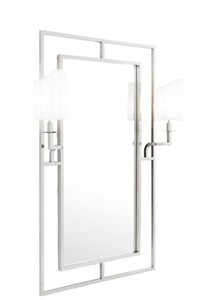 Casa Padrino Luxus Designer Wandspiegel in Nickel mit Beleuchtung 113 x H 140 cm