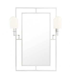 Casa Padrino Specchio da Parete Designer di Lusso Nichel 113 x H 140 cm con Luce