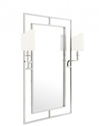 Casa Padrino Specchio da Parete Designer di Lusso Nichel 113 x H 140 cm con Luce