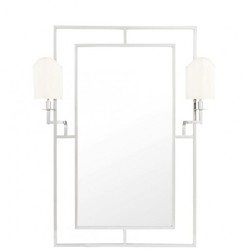 Casa Padrino Specchio da Parete Designer di Lusso Nichel 113 x H 140 cm con Luce