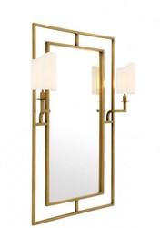 Casa Padrino Specchio da Parete Design di Lusso Ottone con due portalampade, 113 x H 140 cm