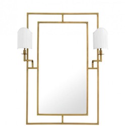 Casa Padrino Specchio da Parete Design di Lusso Ottone con due portalampade, 113 x H 140 cm
