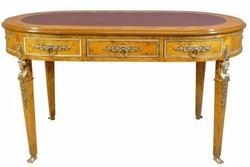Casa Padrino Luxury Baroque Empire Desk with 3 Drawers - Birdseye Maple & Bordeaux Leather Look - 150 x 77 x 81 cm Casa Padrino Luxury Baroque Empire Desk with 3 Drawers - Birdseye Maple & Bordeaux Leather Look - 150 x 77 x 81 cm