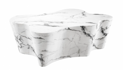 Casa Padrino Art Deco Luxury Coffee Table - Living Room Salon Table in White Faux Marble - 116 x 76 x H. 38 cm