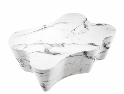 Casa Padrino Tavolino da salotto di lusso Art déco - Tavolo da soggiorno in finto marmo bianco - 116 x 76 x H. 38 cm