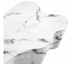 Casa Padrino Tavolino da salotto di lusso Art déco - Tavolo da soggiorno in finto marmo bianco - 116 x 76 x H. 38 cm