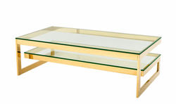 Casa Padrino Art Deco Luxury Coffee Table Gold Finish - Living Room Salon Table - 150 x 80 x H. 46 cm